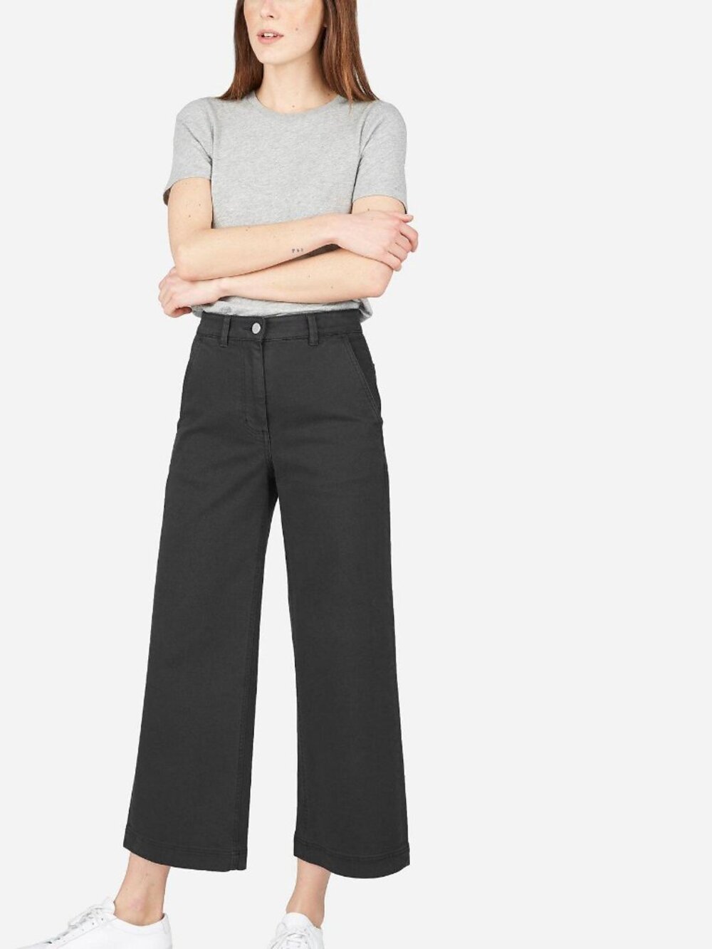 Everlane Wide-Leg Crop Pant - Black, Size 6 NWOT